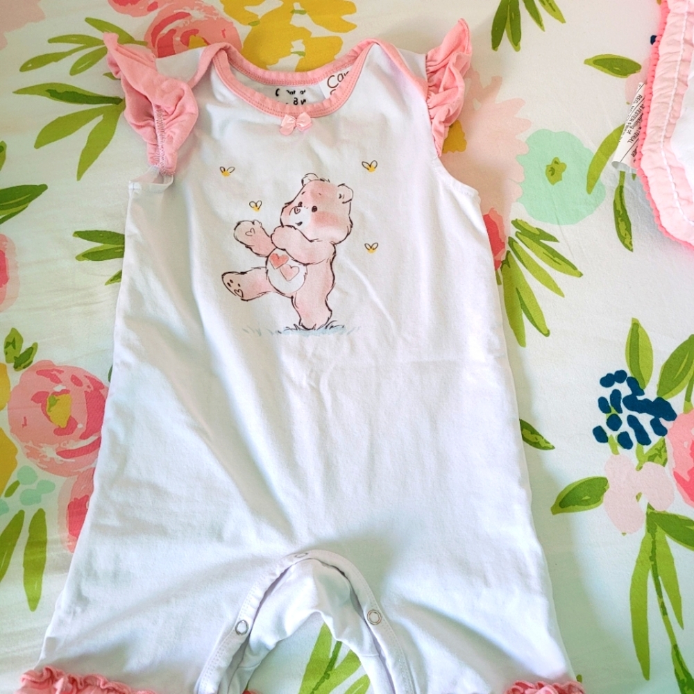 Baby girl Care Bears ruffled romper
